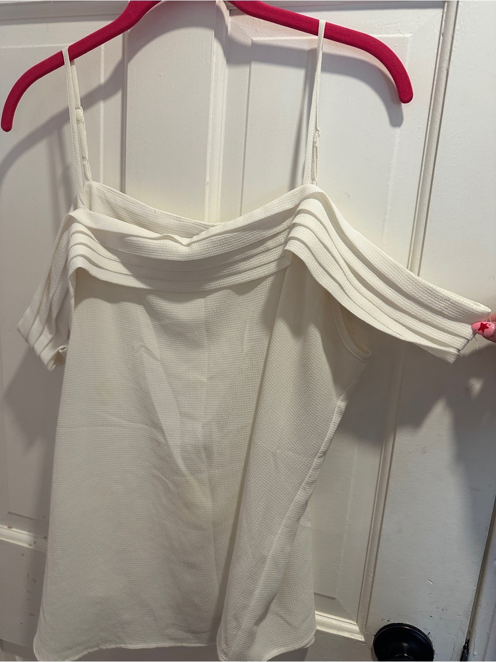 BP Off-Shoulder White Textured Sleeveless Top